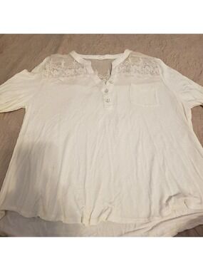 MINE Too Lace Insert Yoke Top